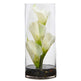14” Calla Lily Artificial Arrangement in Cylinder Glass-Parc Decor