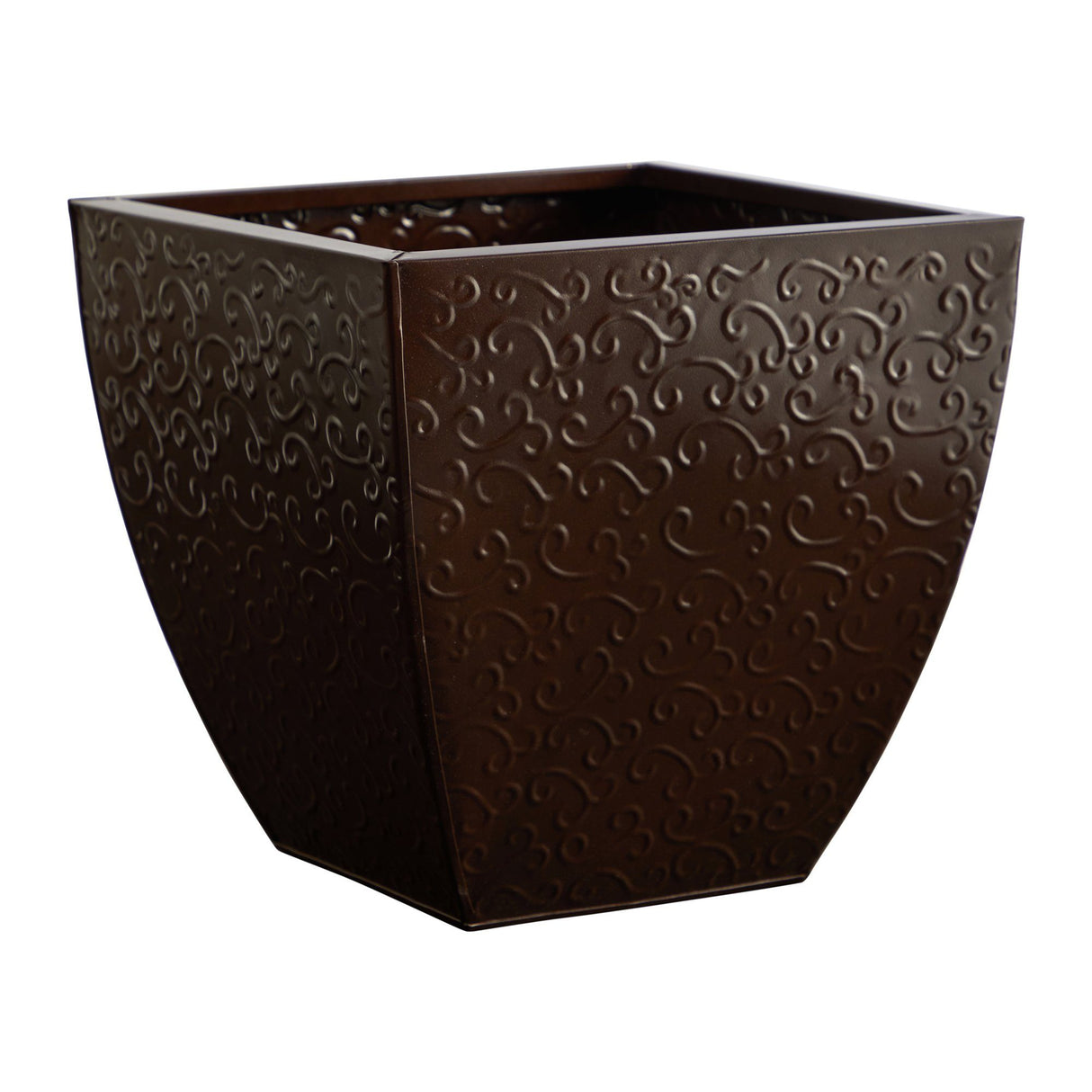 14” Embossed Metal Scroll Planter-Parc Decor