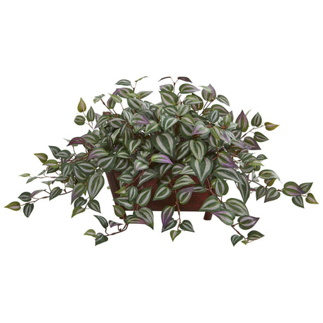 14" Wandering Jew Artificial Plant in Decorative Planter"-Parc Decor