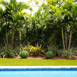 14” Artificial Boxwood Ball Topiary with Integrated Ground Stake UV Resistant - Set of 2-Plant-Parc Decor