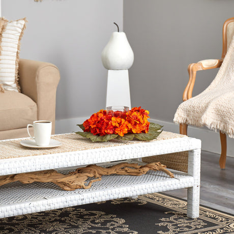 14” Autumn Hydrangea Artificial Candelabrum Arrangement-Candelabrum-Parc Decor