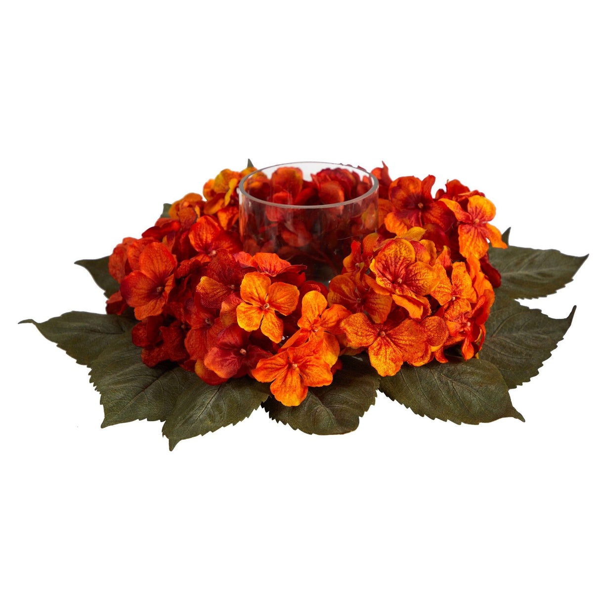 14” Autumn Hydrangea Artificial Candelabrum Arrangement-Candelabrum-Parc Decor