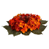 14” Autumn Hydrangea Artificial Candelabrum Arrangement-Candelabrum-Parc Decor