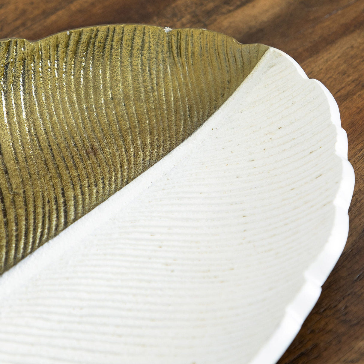 14" Gold and White Leaf Decorative Accent-Accessory-Parc Decor