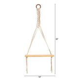 14” x 24” Handmade Macrame Wall Hanging with Wooden Shelf-Wall Decor-Parc Decor