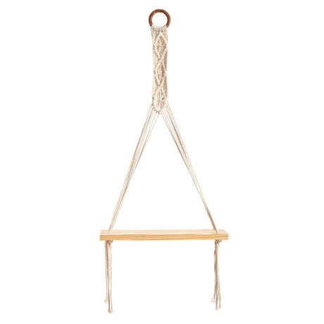 14” x 24” Handmade Macrame Wall Hanging with Wooden Shelf-Wall Decor-Parc Decor
