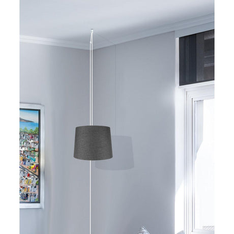 14"W 2 Light Swag Plug-In Pendant Granite Gray Burlap with Diffuser White Cord