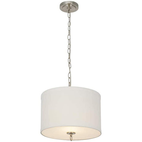 14"W Light Pendant Brushed Nickel Finish with Oatmeal Linen Shade
