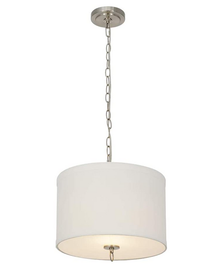 14"W Light Pendant Brushed Nickel Finish with Oatmeal Linen Shade