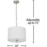 14"W Light Pendant Brushed Nickel Finish with Oatmeal Linen Shade