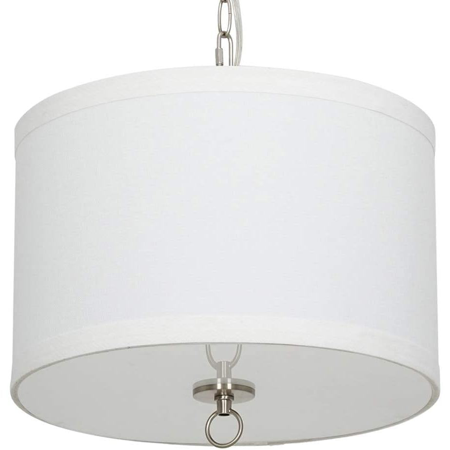 14"W Light Pendant Brushed Nickel Finish with Oatmeal Linen Shade