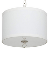 14"W Light Pendant Brushed Nickel Finish with Oatmeal Linen Shade