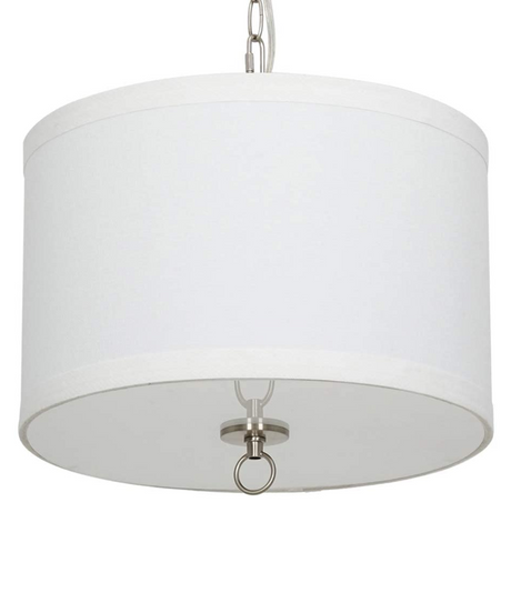 14"W Light Pendant Brushed Nickel Finish with Oatmeal Linen Shade