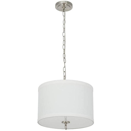 14"W Light Pendant Brushed Nickel Finish with Oatmeal Linen Shade