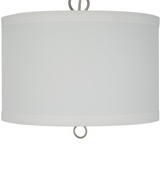 14"W Light Pendant Brushed Nickel Finish with Oatmeal Linen Shade