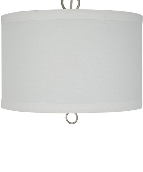 14"W Light Pendant Brushed Nickel Finish with Oatmeal Linen Shade