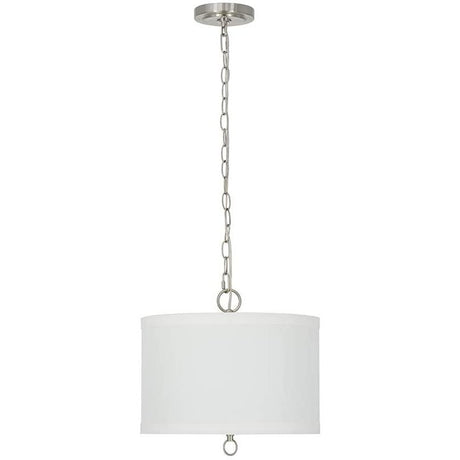 14"W Light Pendant Brushed Nickel Finish with Oatmeal Linen Shade