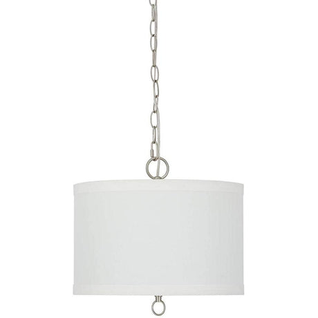 14"W Light Pendant Brushed Nickel Finish with Oatmeal Linen Shade