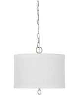 14"W Light Pendant Brushed Nickel Finish with Oatmeal Linen Shade