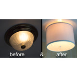 14"W Moderne Flush Mount Conversion Kit White Fabric Drum Lampshade