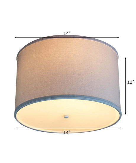 14"W Moderne Flush Mount Conversion Kit White Fabric Drum Lampshade