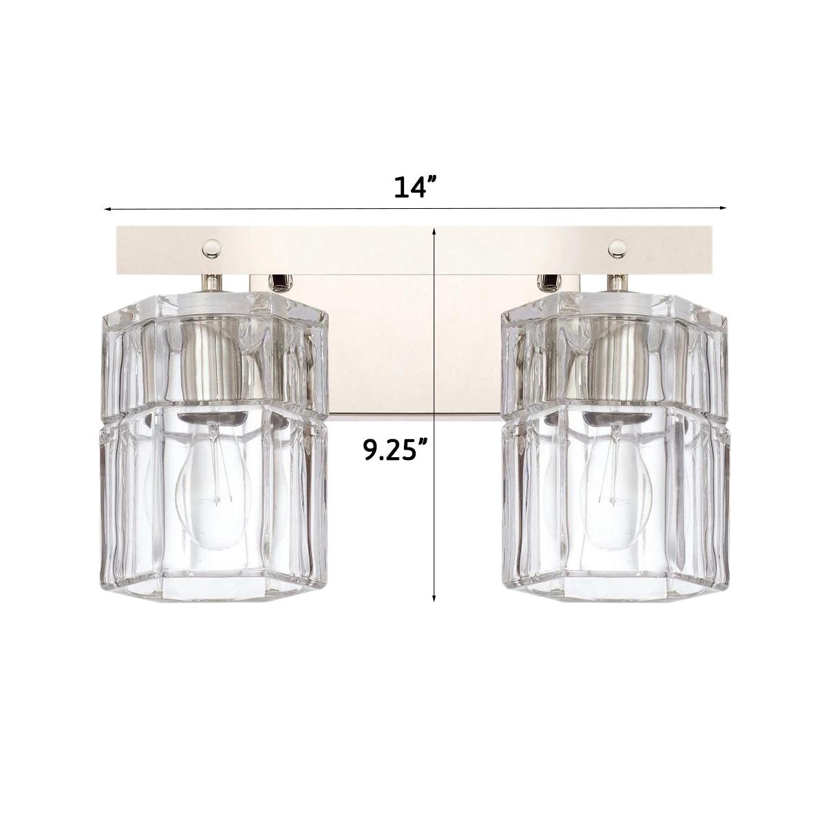 14"W Sloane 2-Light Vanity Polished Nickel with Clear Grooved Glass