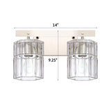 14"W Sloane 2-Light Vanity Polished Nickel with Clear Grooved Glass