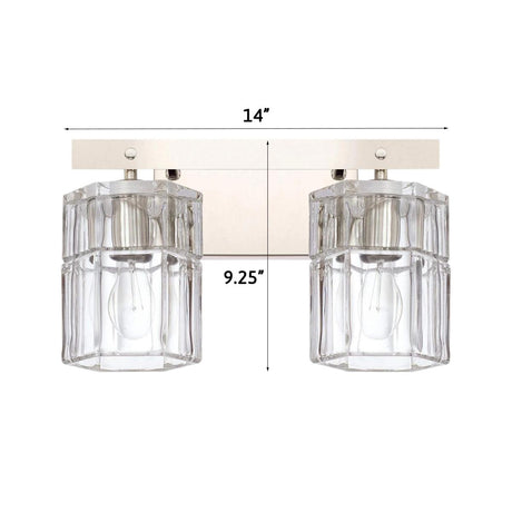 14"W Sloane 2-Light Vanity Polished Nickel with Clear Grooved Glass