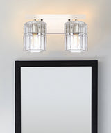 14"W Sloane 2-Light Vanity Polished Nickel with Clear Grooved Glass-Bath Light-Parc Decor
