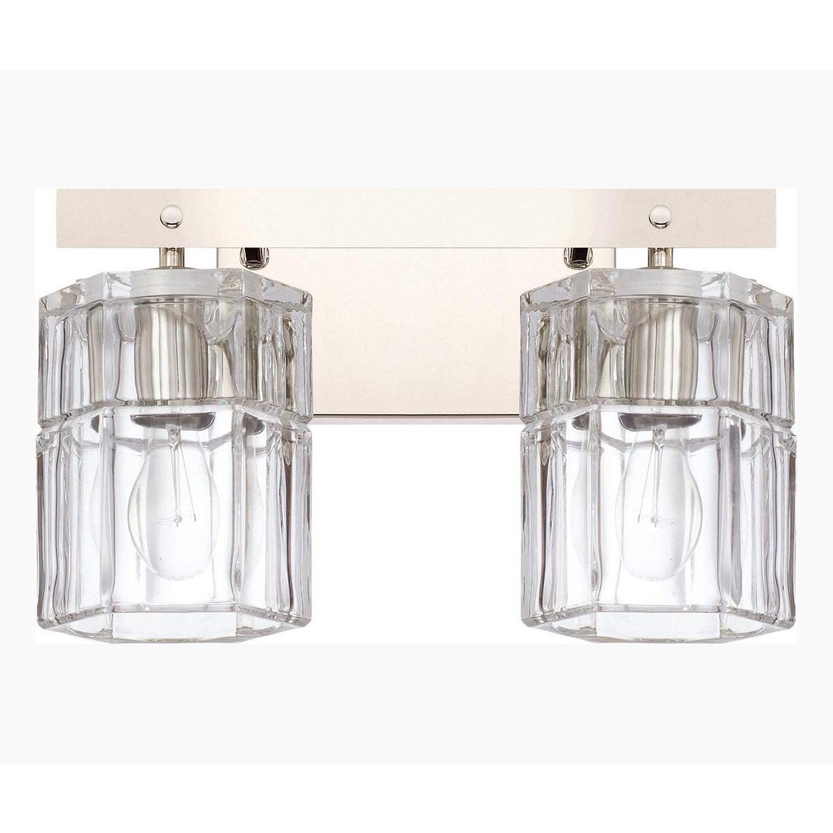 14"W Sloane 2-Light Vanity Polished Nickel with Clear Grooved Glass