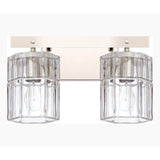 14"W Sloane 2-Light Vanity Polished Nickel with Clear Grooved Glass