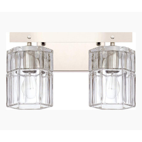 14"W Sloane 2-Light Vanity Polished Nickel with Clear Grooved Glass