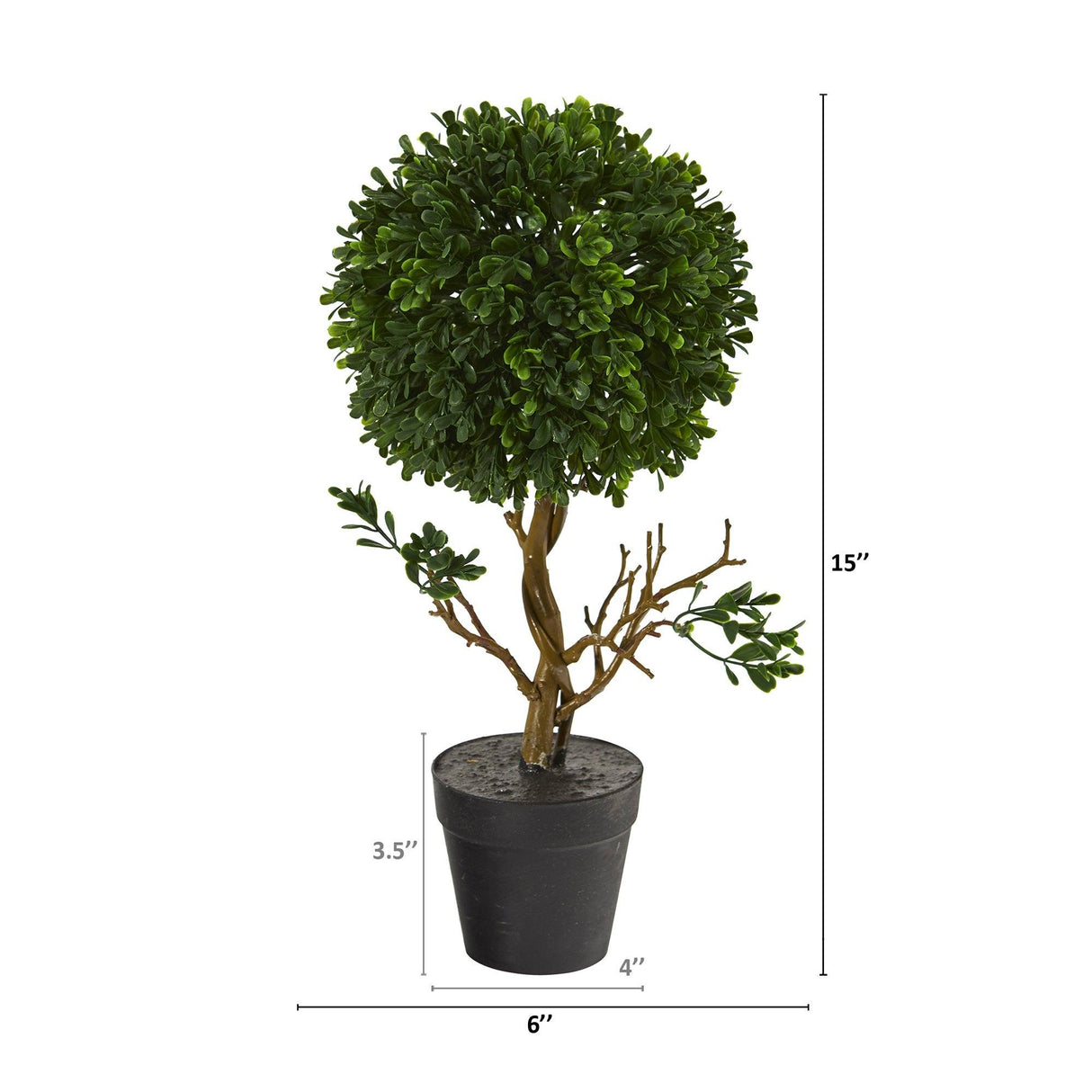15” Boxwood Topiary Artificial Tree UV Resistant (Indoor/Outdoor)-Parc Decor
