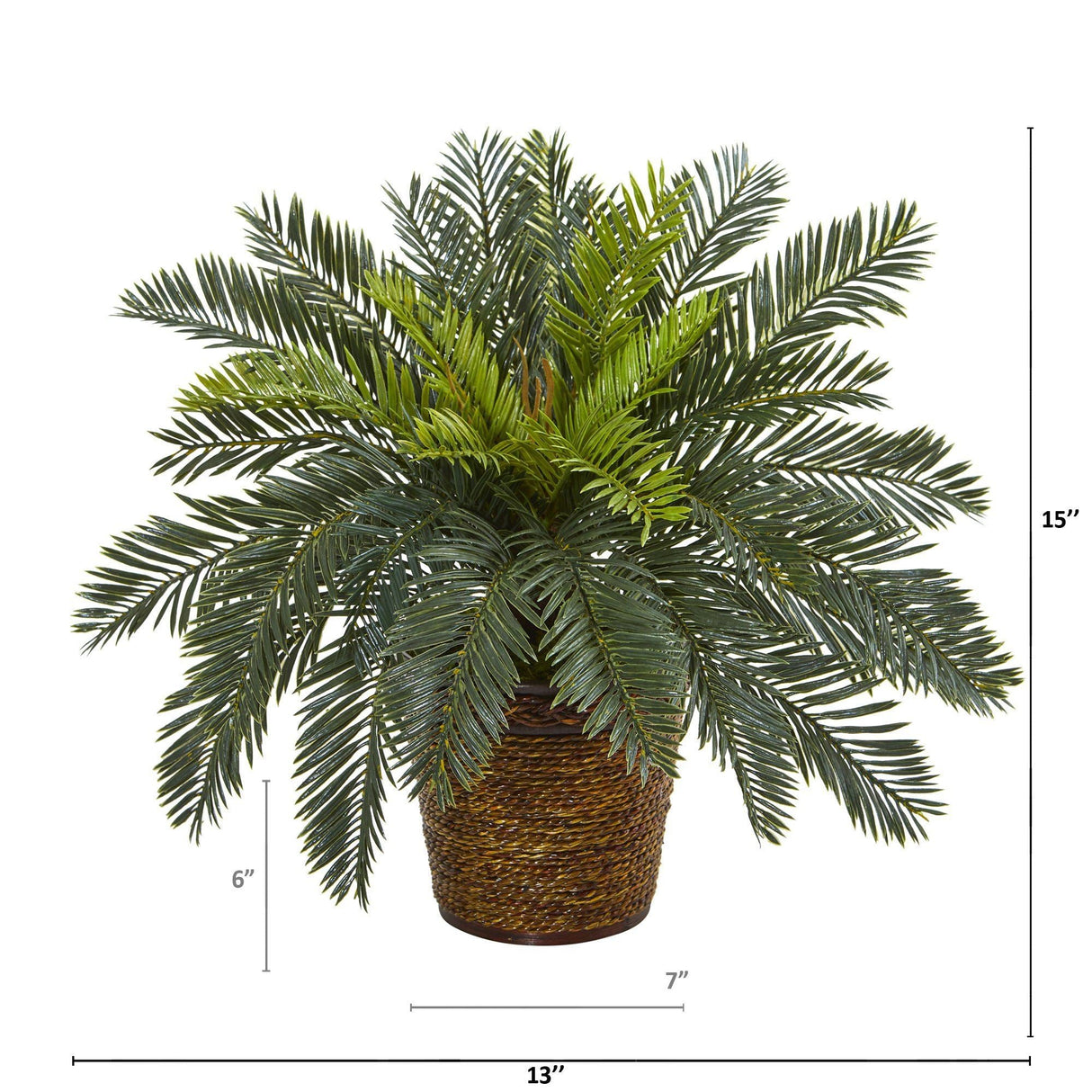 15” Cycas Artificial Plant in Basket-Parc Decor