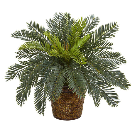 15” Cycas Artificial Plant in Basket-Parc Decor
