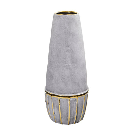 15” Regal Stone Decorative Vase with Gold Accents-Parc Decor