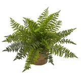 15” Ruffle Fern Bush w/Burlap Base (Set of 2)-Parc Decor