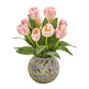 15” Tulip Artificial Arrangement in Decorative Vase-Parc Decor