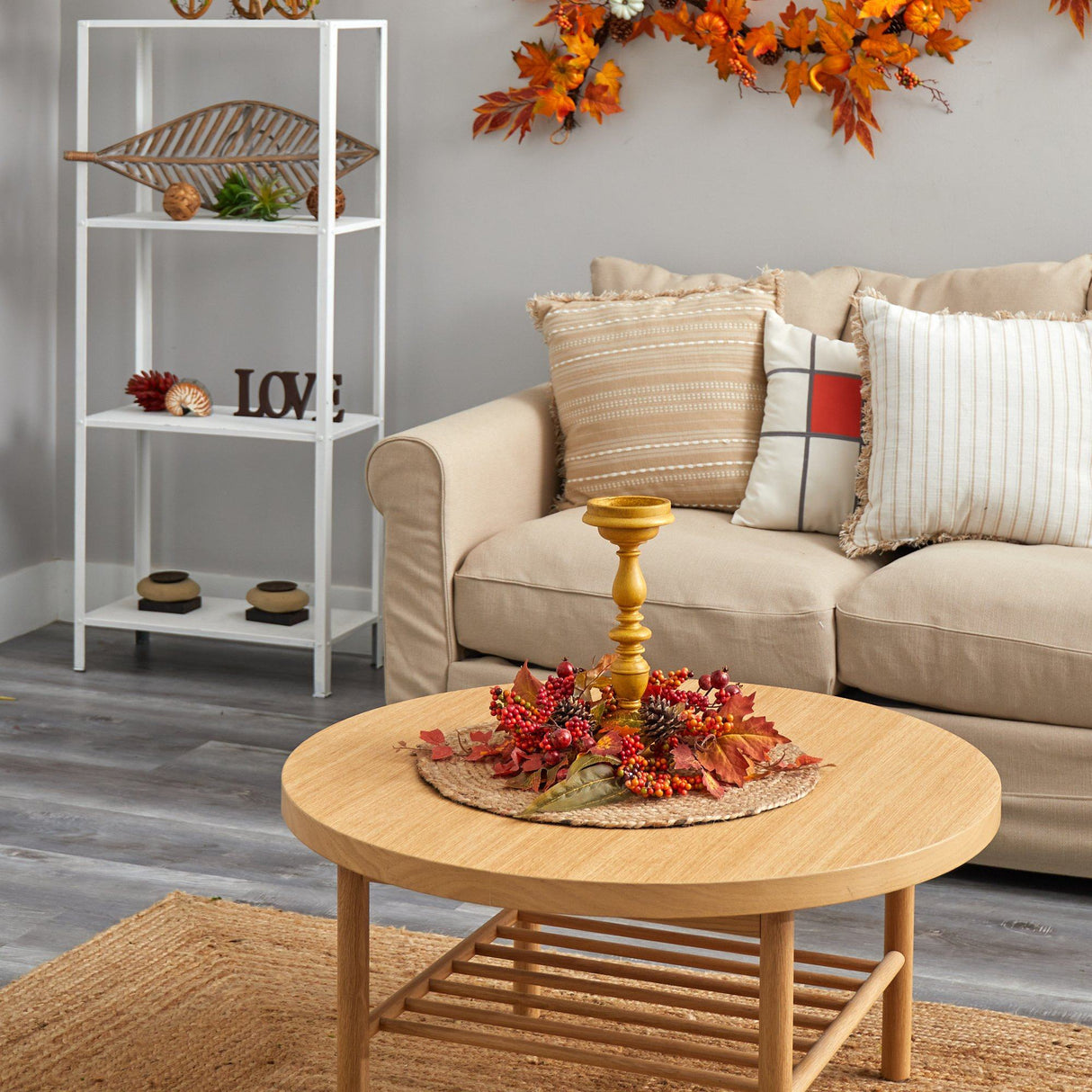 15” Harvest Fall Artificial Candelabrum Arrangement-Candelabrum-Parc Decor