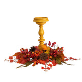 15” Harvest Fall Artificial Candelabrum Arrangement-Candelabrum-Parc Decor