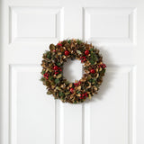 15” Holiday Artificial Wreath with Pine Cones and Ornaments-Wreath-Parc Decor
