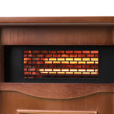 1500-Watt Electric Cabinet 4 Quartz Infrared Heater Wood with LED Digital Screen, Remote Control and Timer-Parc Decor