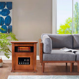 1500-Watt Electric Cabinet 4 Quartz Infrared Heater Wood with LED Digital Screen, Remote Control and Timer-Parc Decor