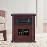 1500-Watt Electric Cabinet 4 Quartz Infrared Heater Wood with LED Digital Screen, Remote Control and Timer-Parc Decor