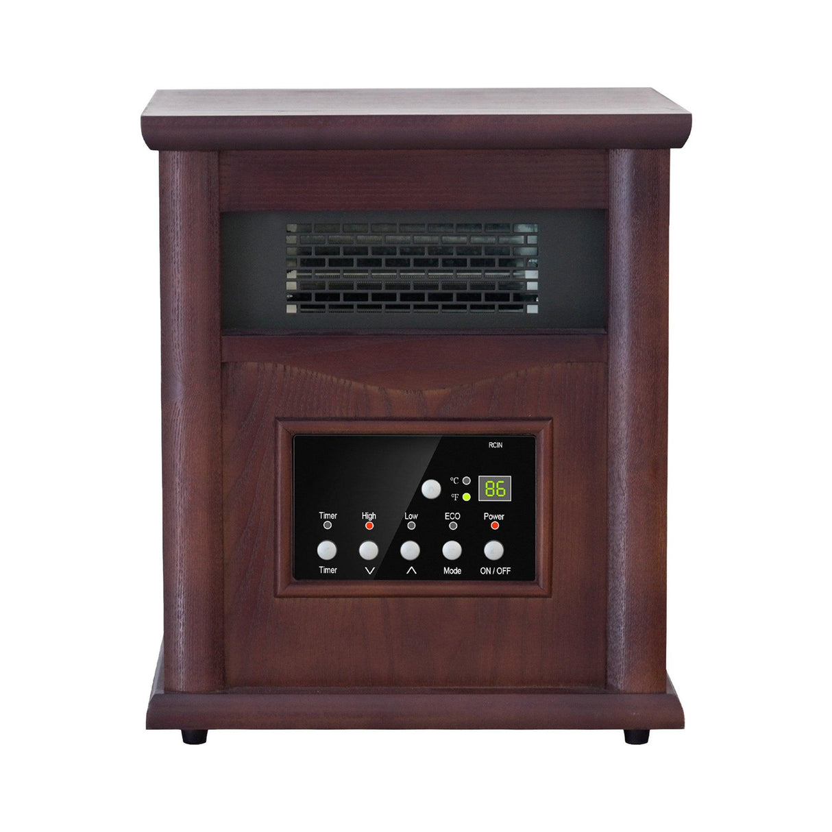 1500-Watt Electric Cabinet 4 Quartz Infrared Heater Wood with LED Digital Screen, Remote Control and Timer-Parc Decor