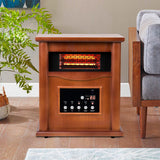 1500-Watt Electric Cabinet 4 Quartz Infrared Heater Wood with LED Digital Screen, Remote Control and Timer-Parc Decor