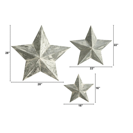 16”, 22” and 28” Farmhouse Stars Wall Decoration (Set of 3)-Parc Decor
