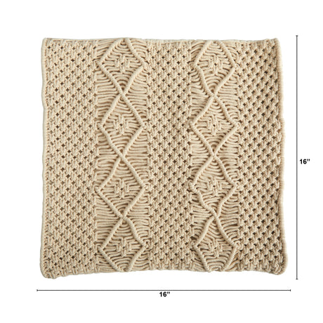 16” BOHO Woven Macrame Decorative Pillow Cover-Parc Decor