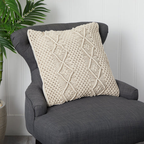 16” BOHO Woven Macrame Decorative Pillow Cover