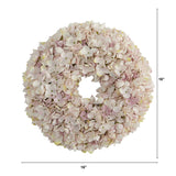 16” Hydrangea Artificial Wreath Pink & White Shades-Parc Decor